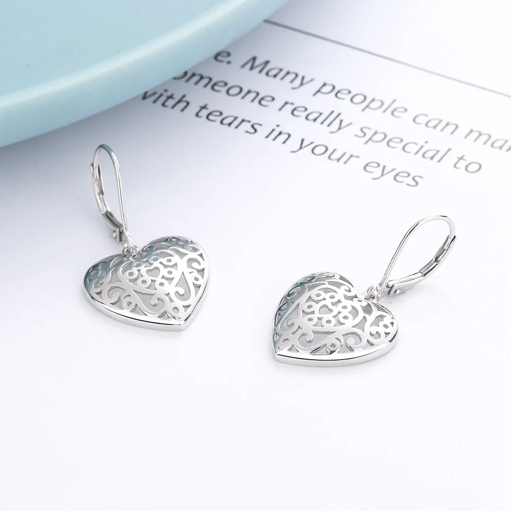 14K Rose Gold Filigree Heart Earring