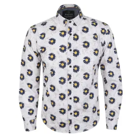 Bajieli Finest Quality Sunflower Designed Shirt-White