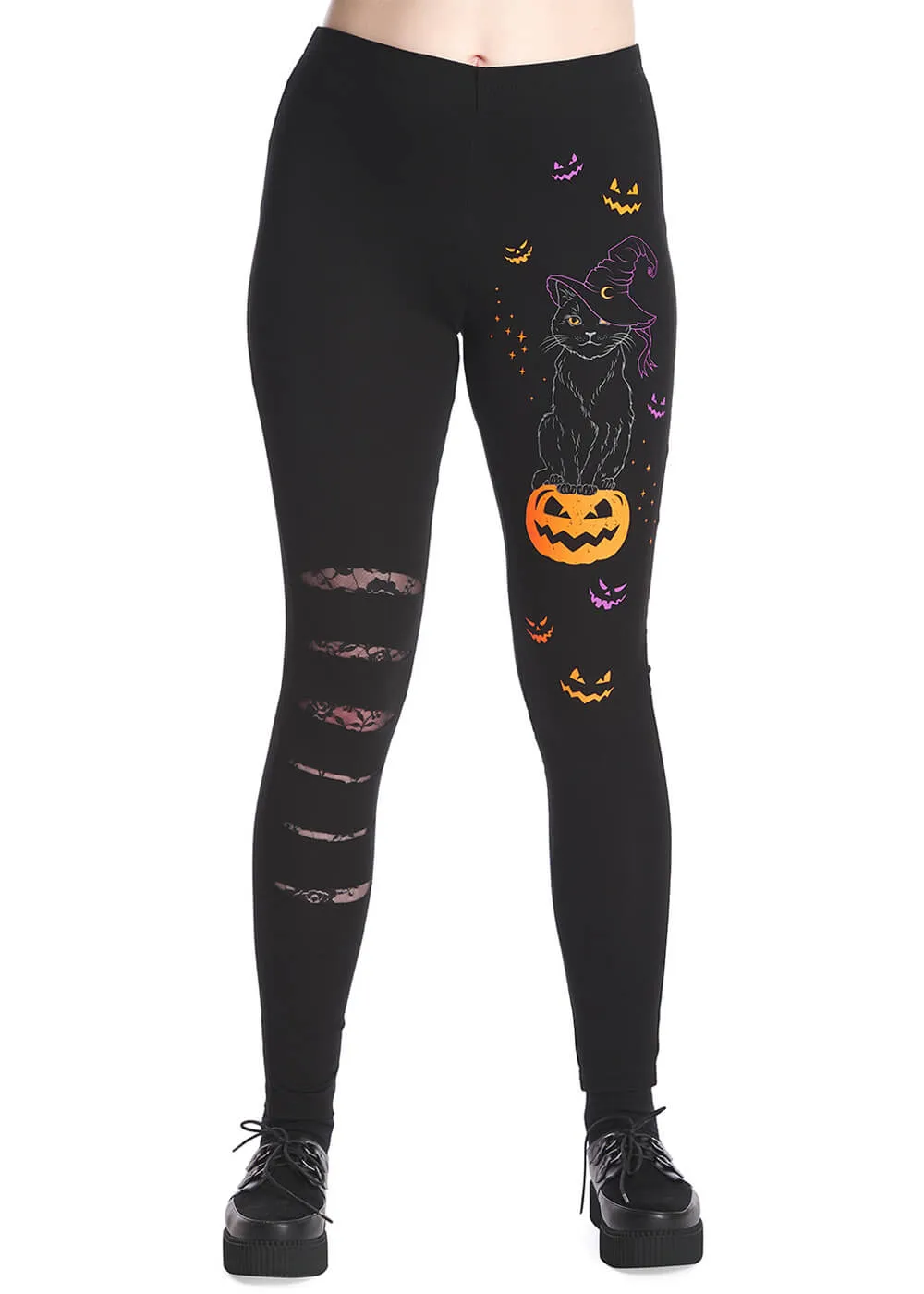 Banned Spell On Me Cat Leggings Black