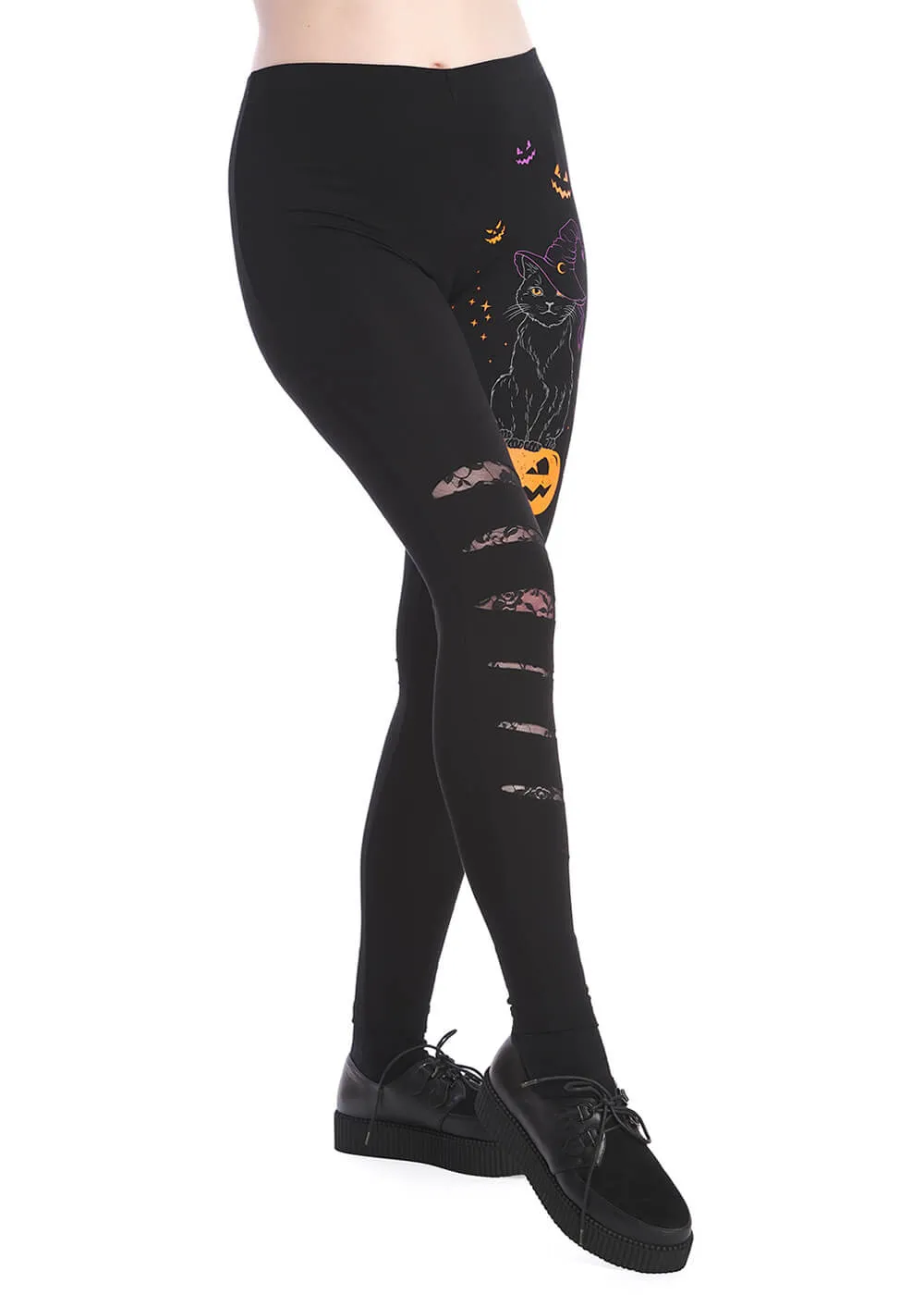 Banned Spell On Me Cat Leggings Black