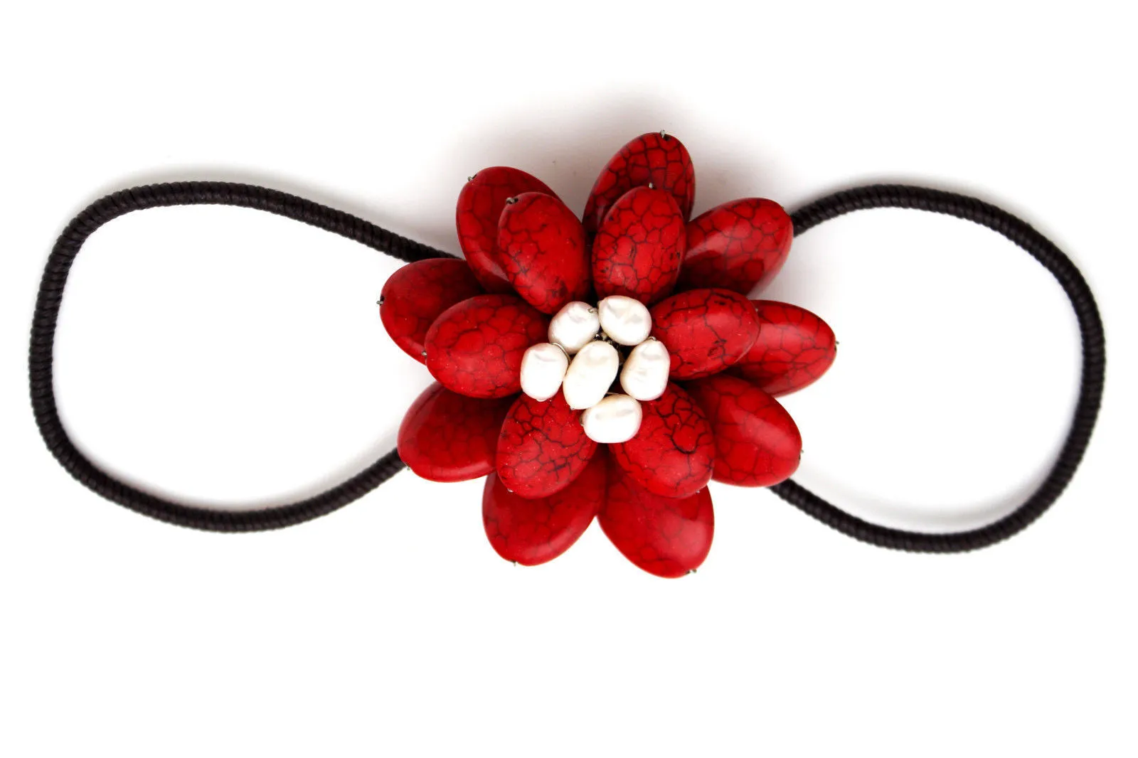 Beaded Flower Bracelet with Elastic Wristband