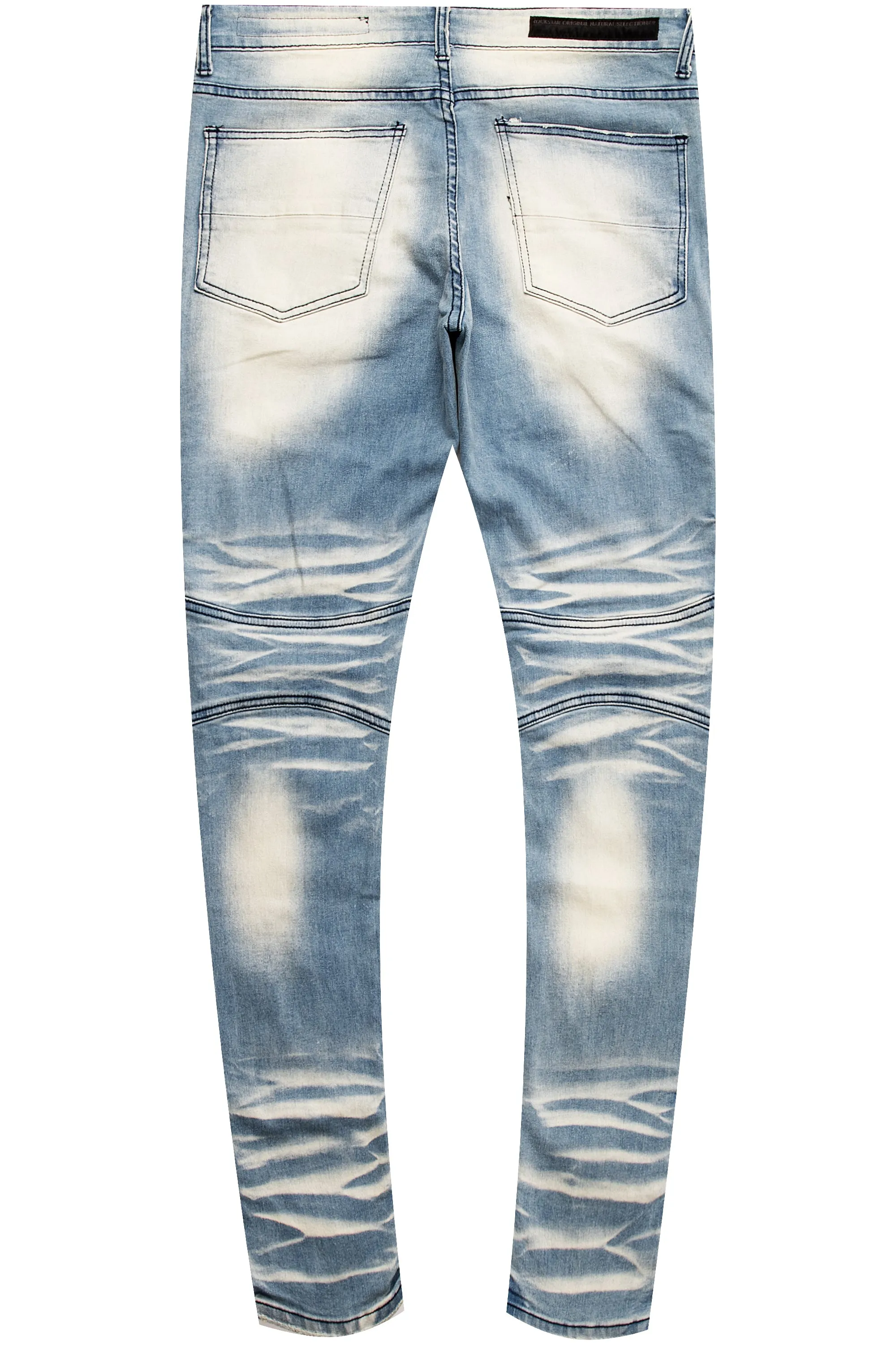 Bk Signature Biker / Zipper Knee Jean- Light Blue