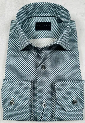 Calder Carmel Luxury Italian Printed Micro Neat Twill Sport Shirt in Cadet