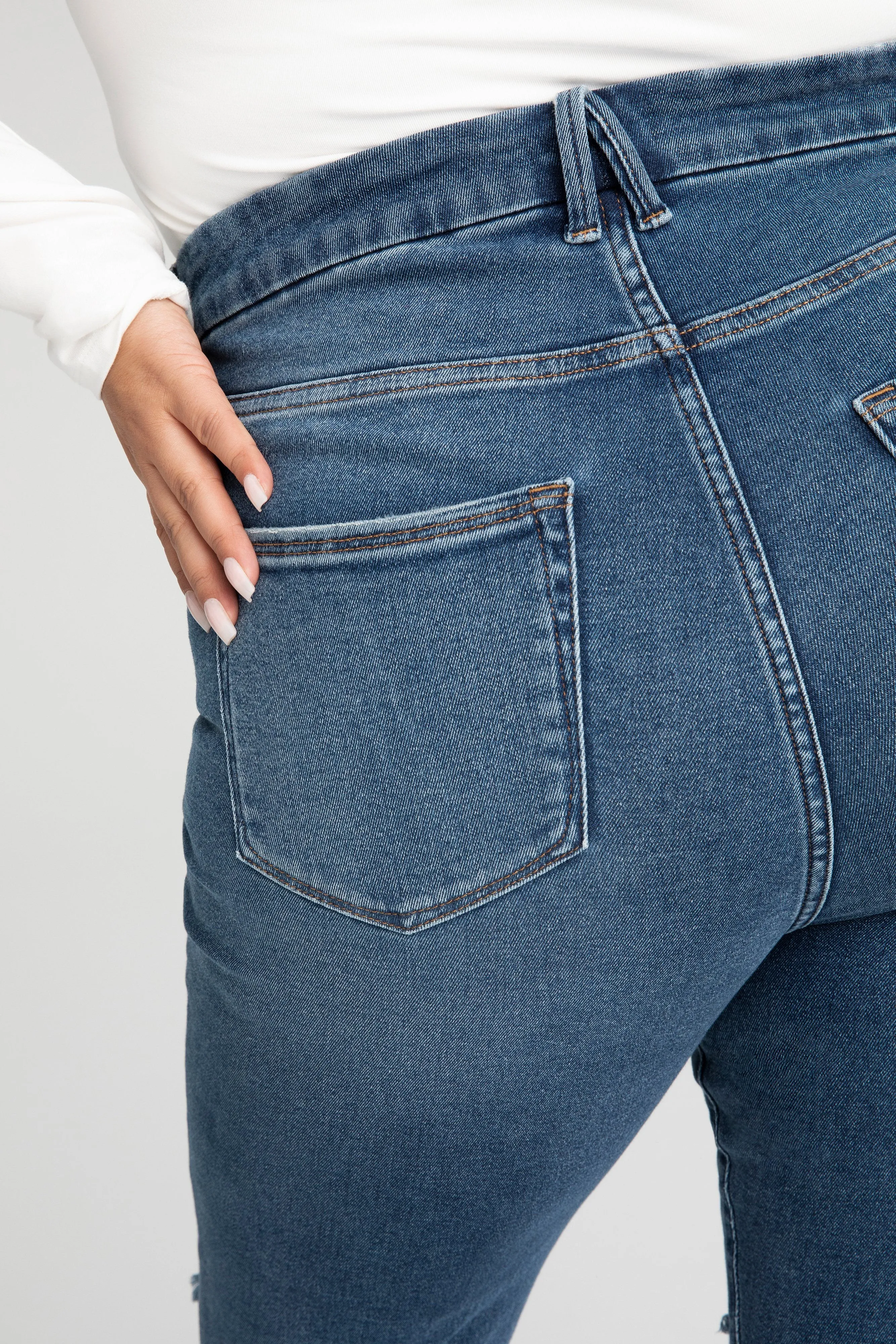 GOOD WAIST CROP RAW EDGE | BLUE533