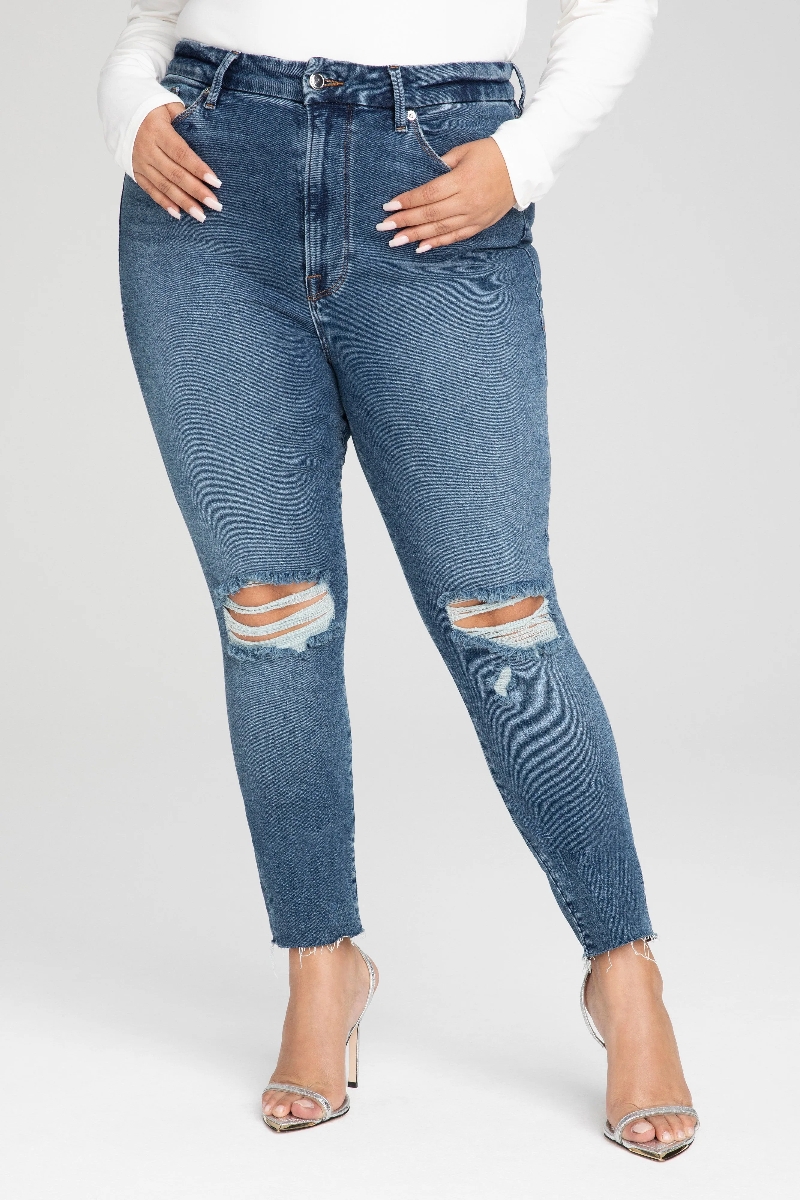 GOOD WAIST CROP RAW EDGE | BLUE533