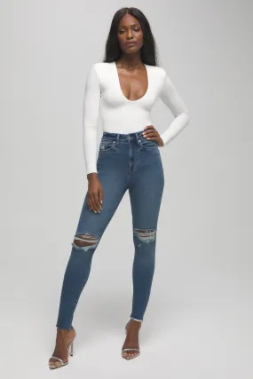 GOOD WAIST CROP RAW EDGE | BLUE533