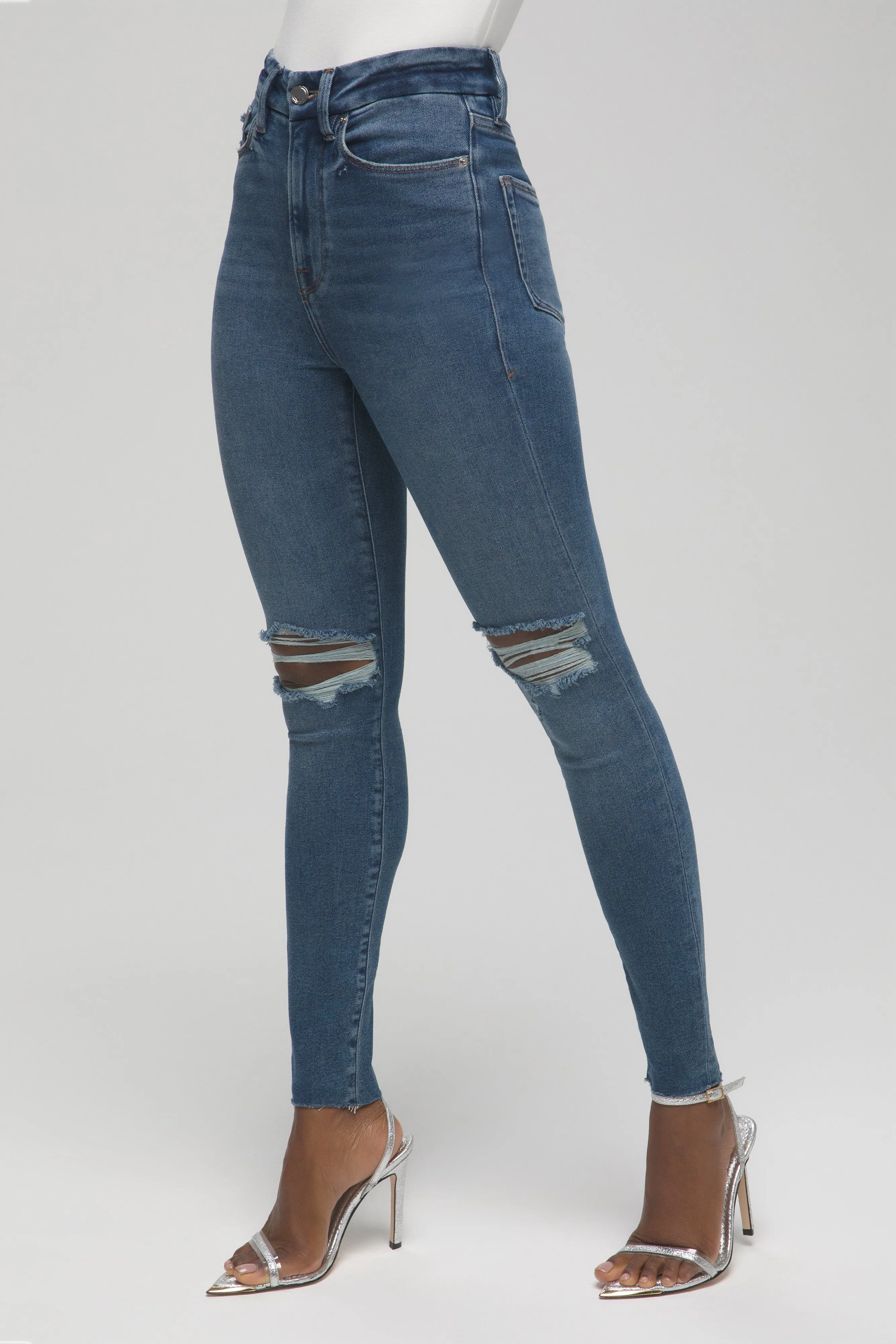 GOOD WAIST CROP RAW EDGE | BLUE533