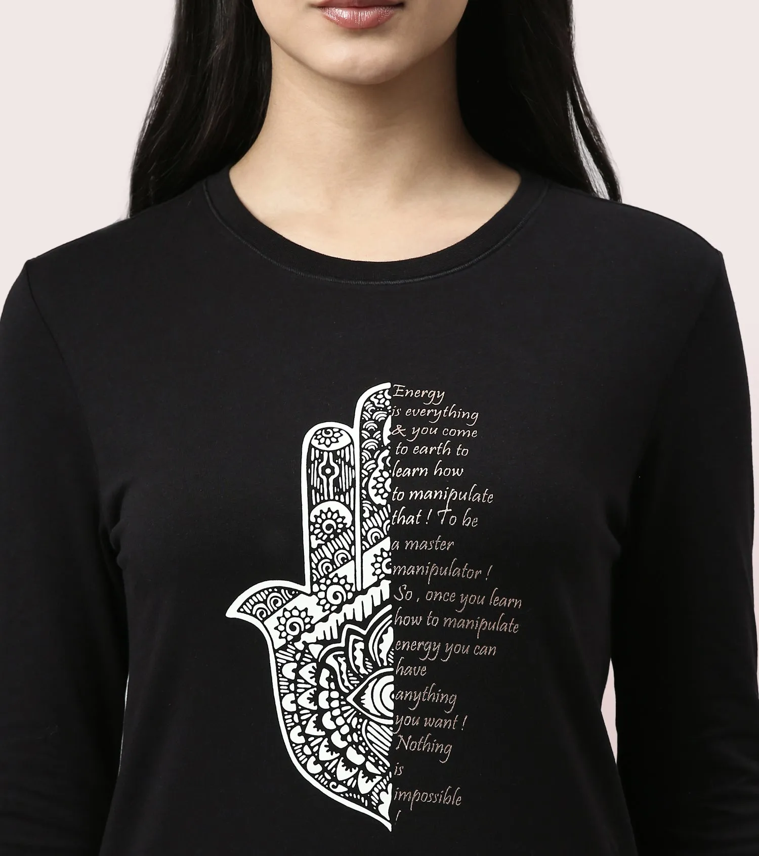 Long Sleeve Basic Crew Tee – Graphic Print | Crew Neck Basic Stretch Cotton Tee