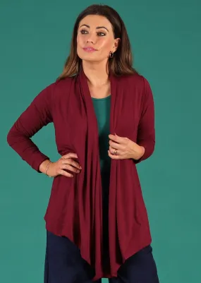 Long Sleeve Stretch Cardi Maroon