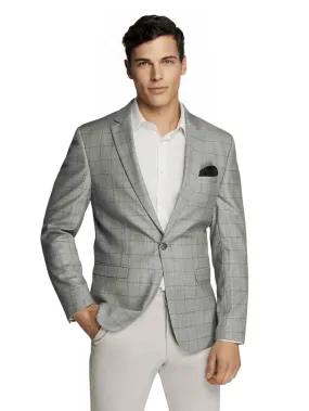 Men's Silver Window Double Line Windowpane Sport Jacket/Blazer