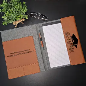 Personalized Graduation Gift | Custom Engraved Portfolio with Refillable Notepad