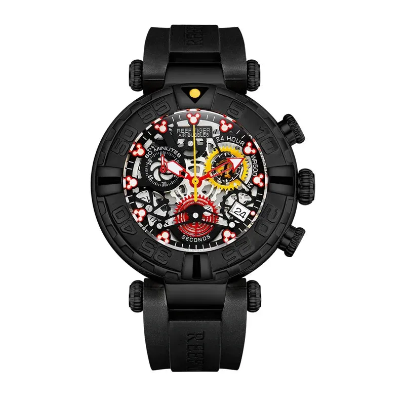 Reef Tiger/RT New Design Top Brand Men Watches Rubber Strap Steel Skeleton Sport Watches