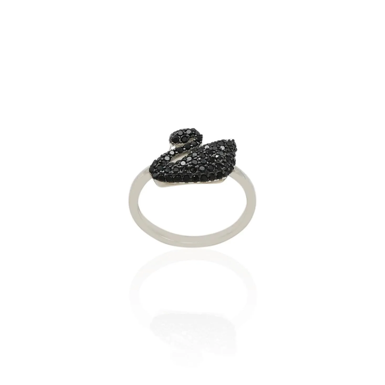 Silver Black Trendy Girls Ring