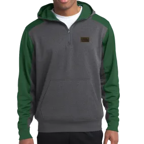 Sport-Tek Tech Fleece Colorblock 1/4-Zip Hooded Sweatshirt - Pleather Mono Patch