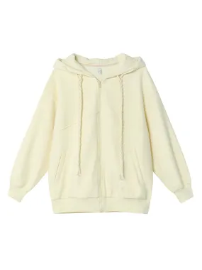 Twist & Turn Loose Zipper Braided Fleece Hooded Jackets